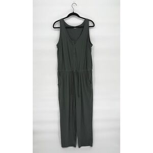 GAP Sleeveless‎ Henley Knit Jumpsuit L Vintage Green Y2K